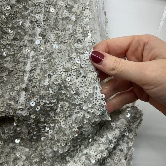 NEW Free People Silver Sequin Sequins High Neck Sparkle Turtleneck Tank Top XS - Picture 8 of 8